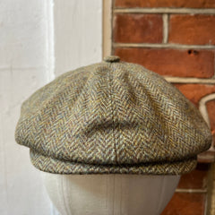 Regent - Baker Boy Cap - Green Herringbone Tweed