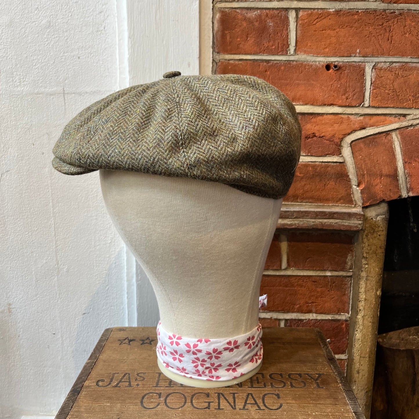 Regent - Baker Boy Cap - Green Herringbone Tweed