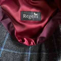 Regent - Baker Boy Cap - Charcoal Tweed with Blue Overcheck
