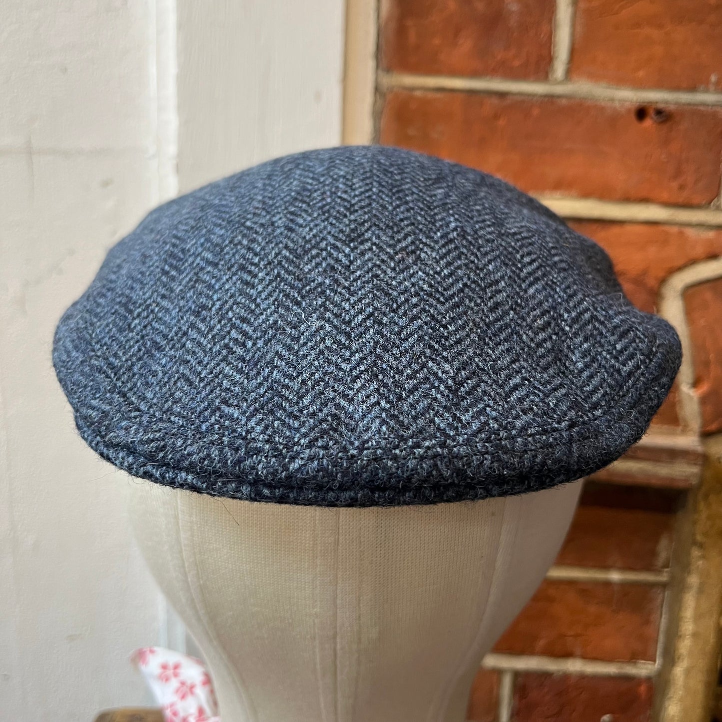 Regent - Flat Cap - Petrol Blue Herringbone Tweed