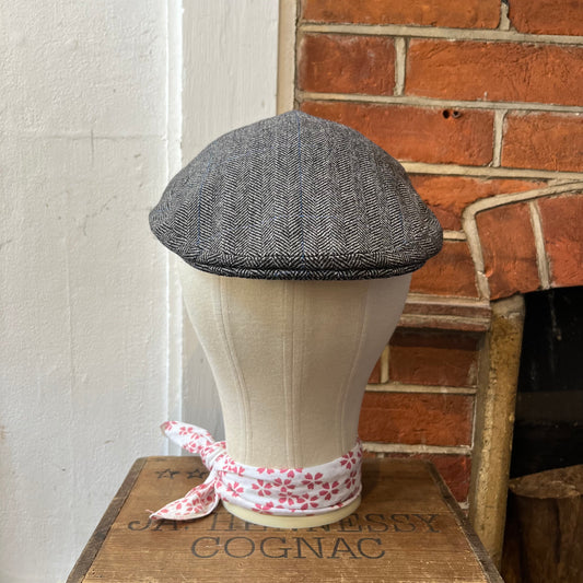 Regent - Flat Cap - Grey Tweed with Blue Overcheck