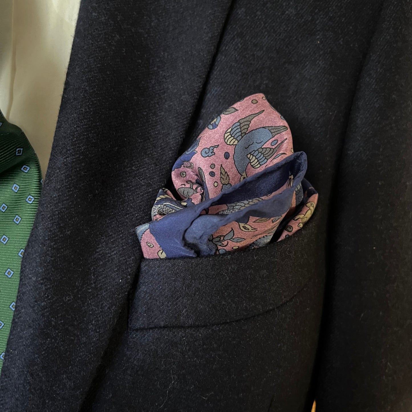 Regent - Silk Pocket Square - Pink and Blue Animal Pattern