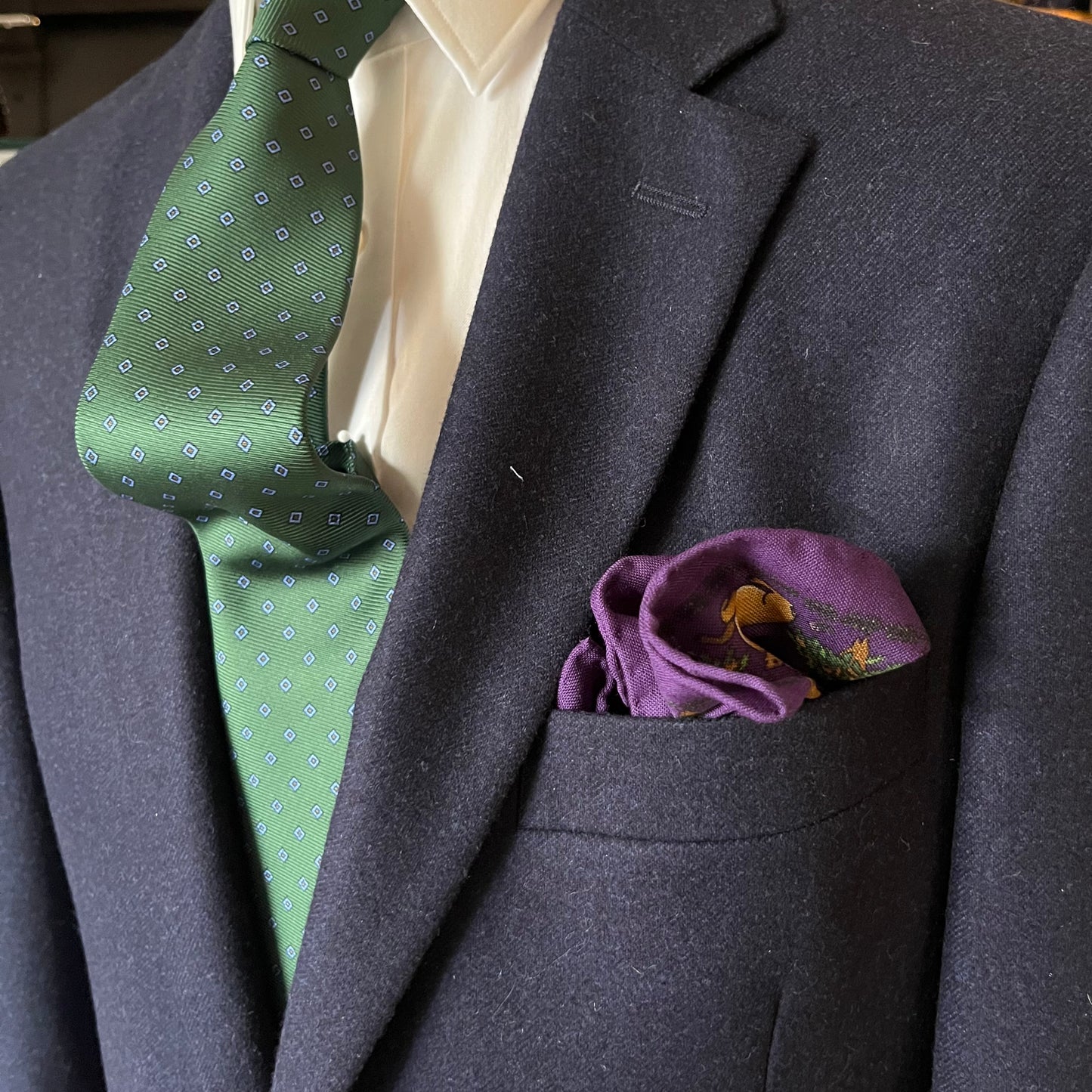 Regent - Wool/Silk Pocket Square - Purple Deer