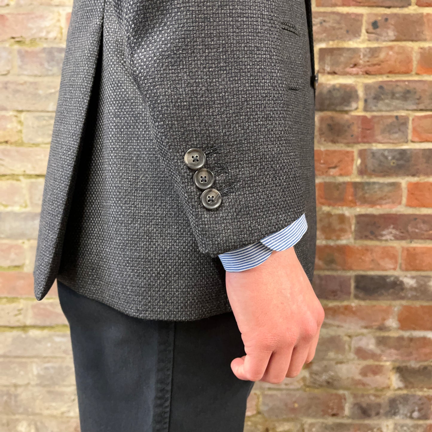 Regent Best Jim Grey Wool Jacket  - cuff