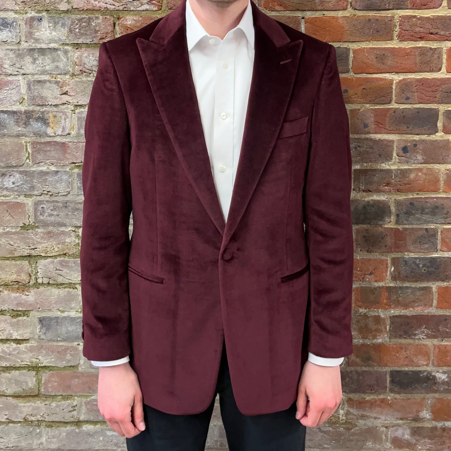Regent burgundy velvet smoking jacket