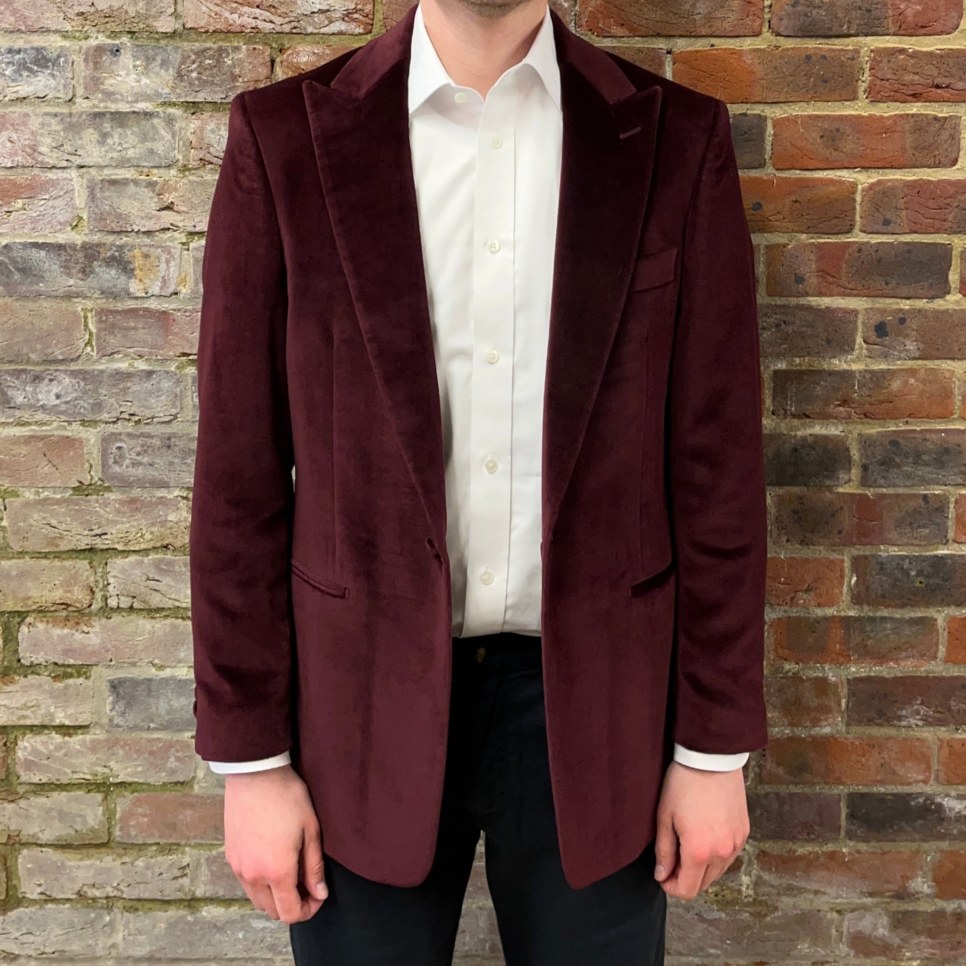 Regent burgundy velvet smoking jacket