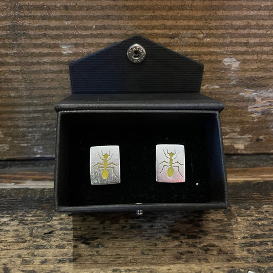 Regent Sterling Silver Cufflinks - Yellow Ants - Regent Tailoring