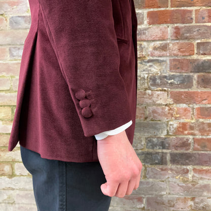 Regent burgundy velvet smoking jacket - cuff