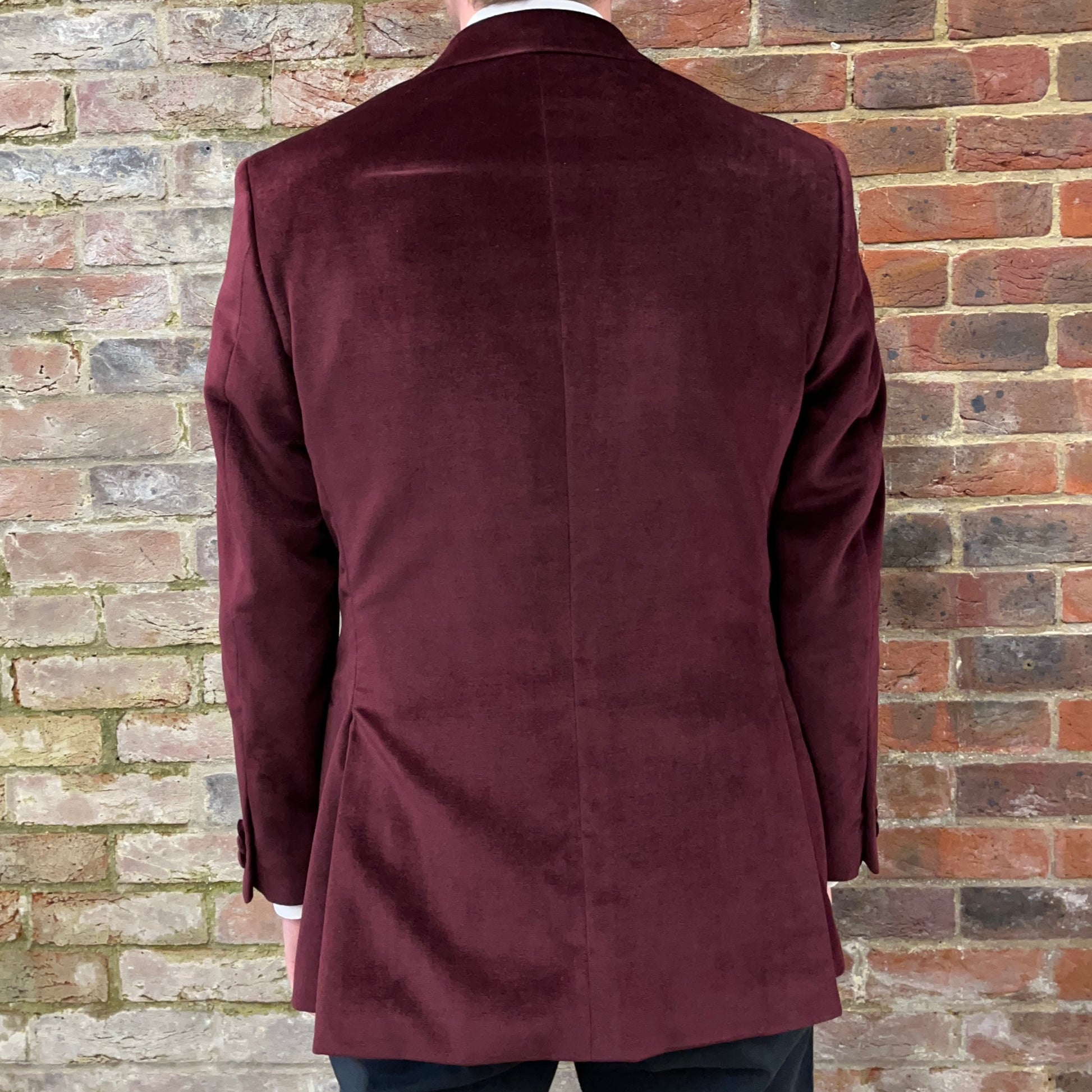 Regent burgundy velvet smoking jacket - rear