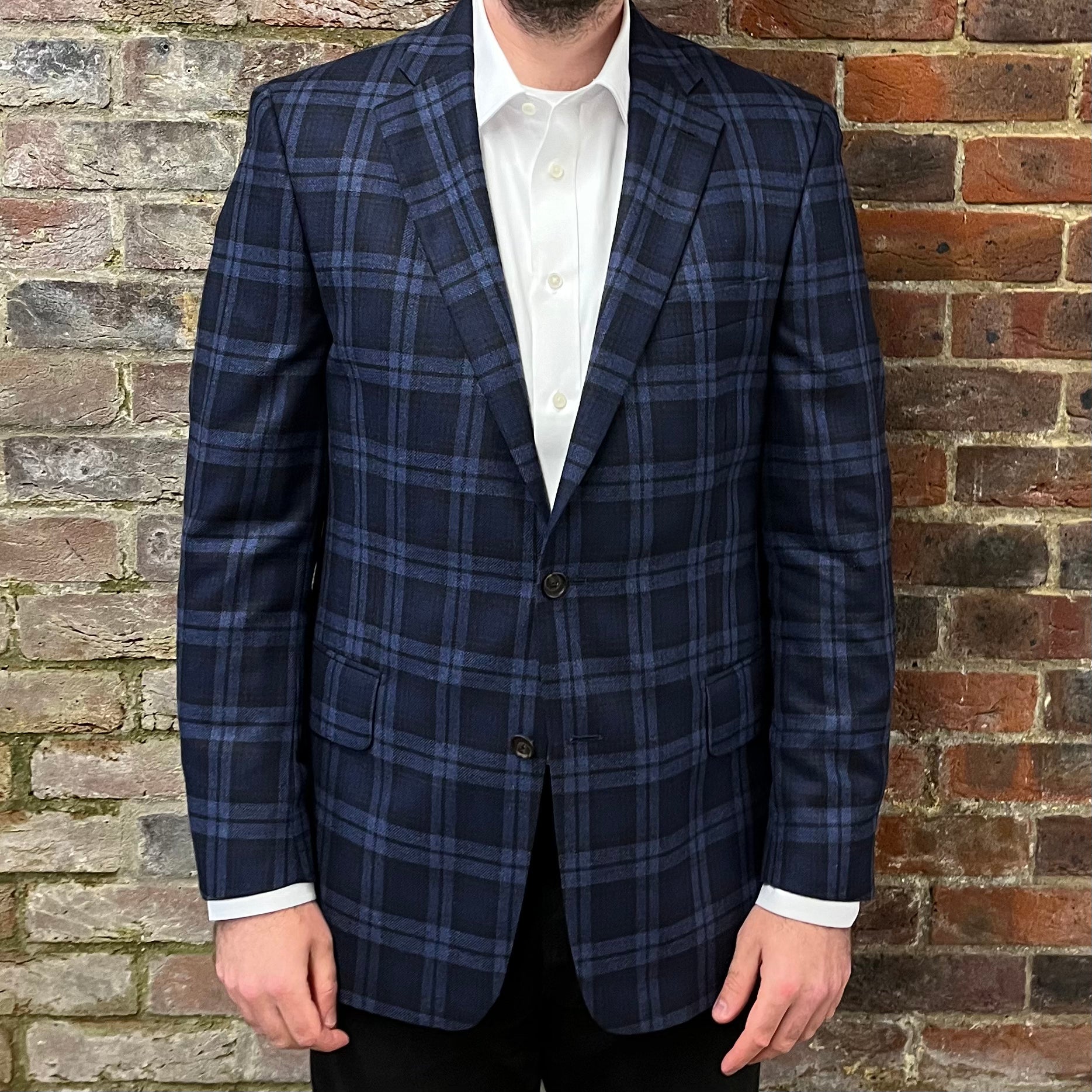Regent 'The Toad' Jacket - Navy with Light Blue and Black Overcheck