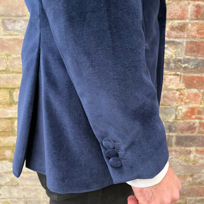 Regent blue velvet smoking jacket cuff
