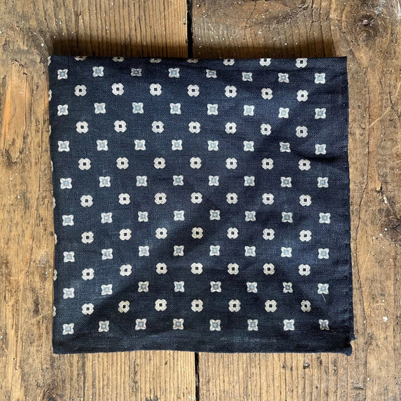 Amanda Christensen - Linen Pocket Square - Dark Navy Pattern