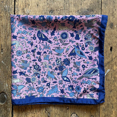 Regent - Silk Pocket Square - Pink and Blue Animal Pattern