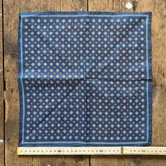 Amanda Christensen - Linen Pocket Square - Blue and Orange Pattern
