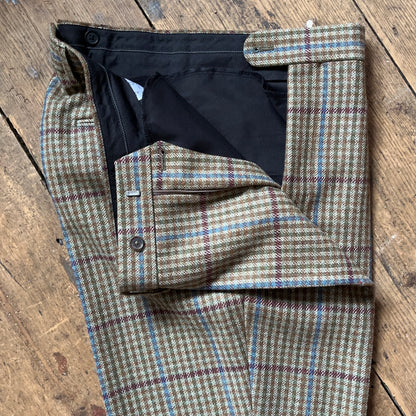 Regent - 'Glory' Trouser - Green and Russet Tweed with Burgundy Overcheck