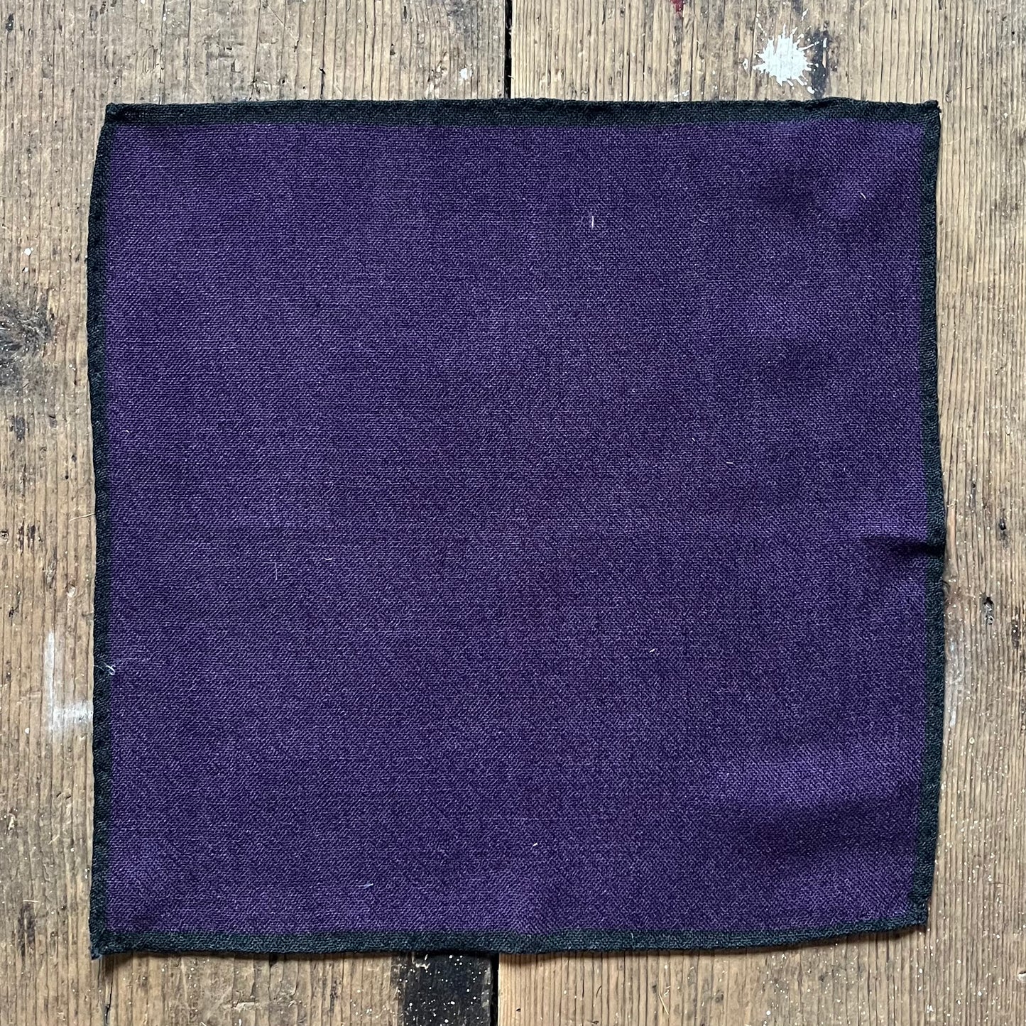 Regent - Wool Pocket Square - Purple with Charcoal Trim