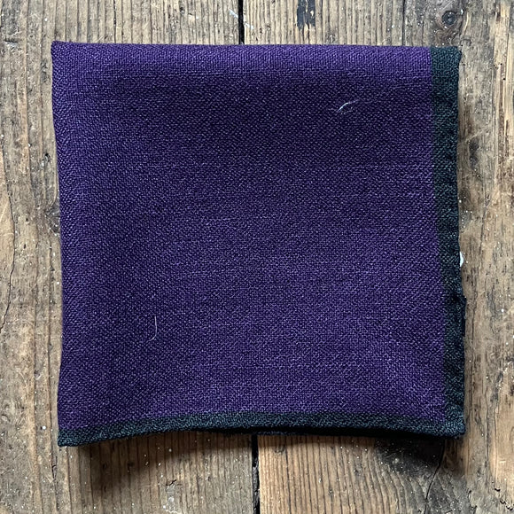 Regent - Wool Pocket Square - Purple with Charcoal Trim