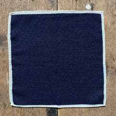 Regent - Wool Pocket Square - Navy with White Edging