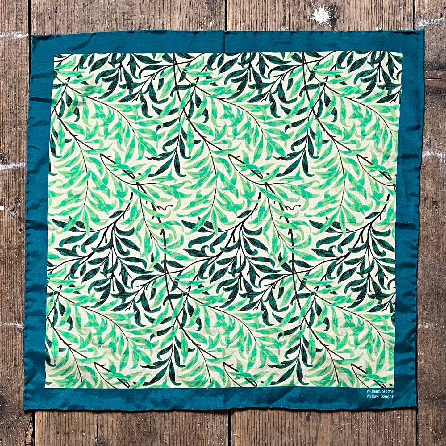 Regent - Cotton/Silk - Pocket Square - William Morris Liberty Print 'Willow Boughs' Pattern - Green