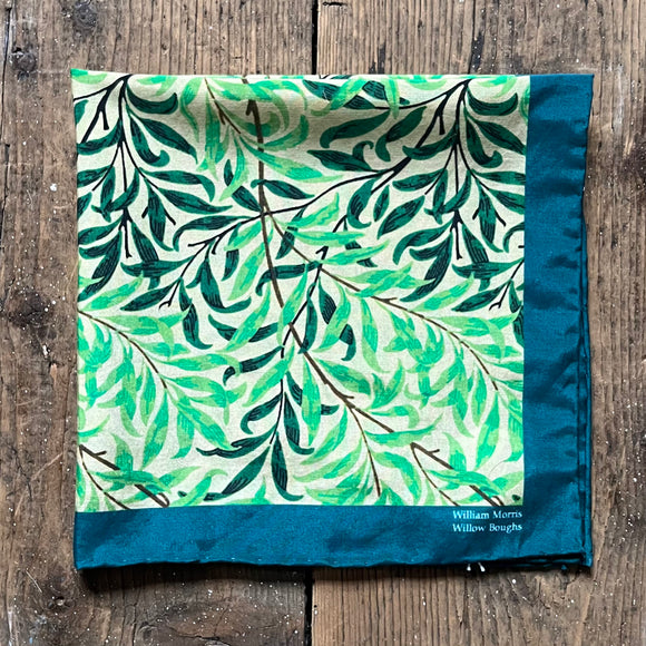 William Morris willow boughs print cotton silk pocket square