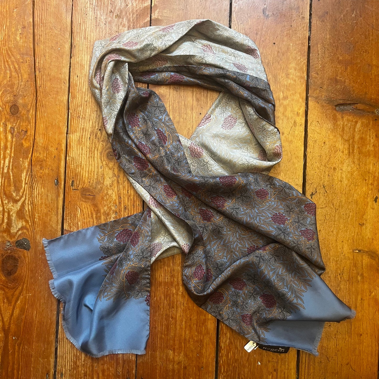 Regent - Lightweight Silk Scarf - Dusk Blue with Berries - Regent Tailoring
