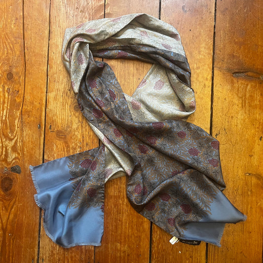 Regent - Lightweight Silk Scarf - Dusk Blue with Berries - Regent Tailoring