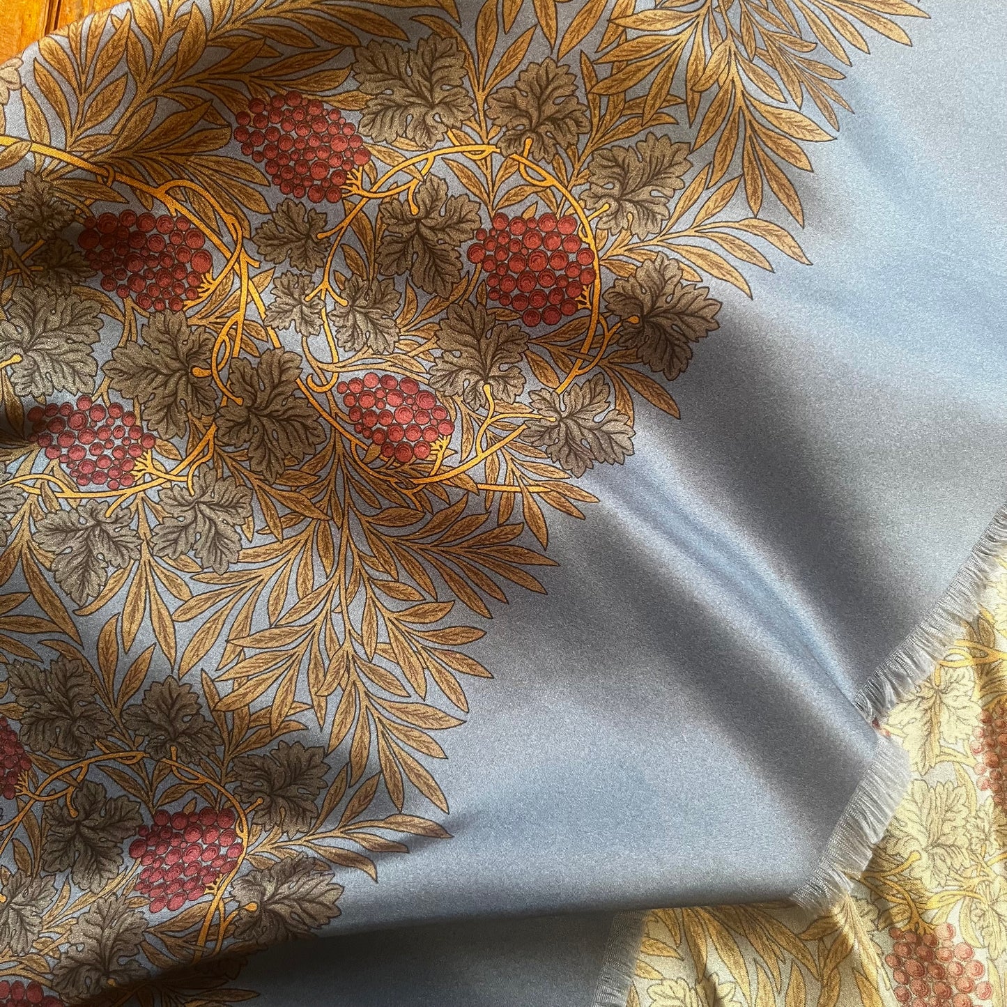 Regent - Lightweight Silk Scarf - Dusk Blue with Berries - Regent Tailoring