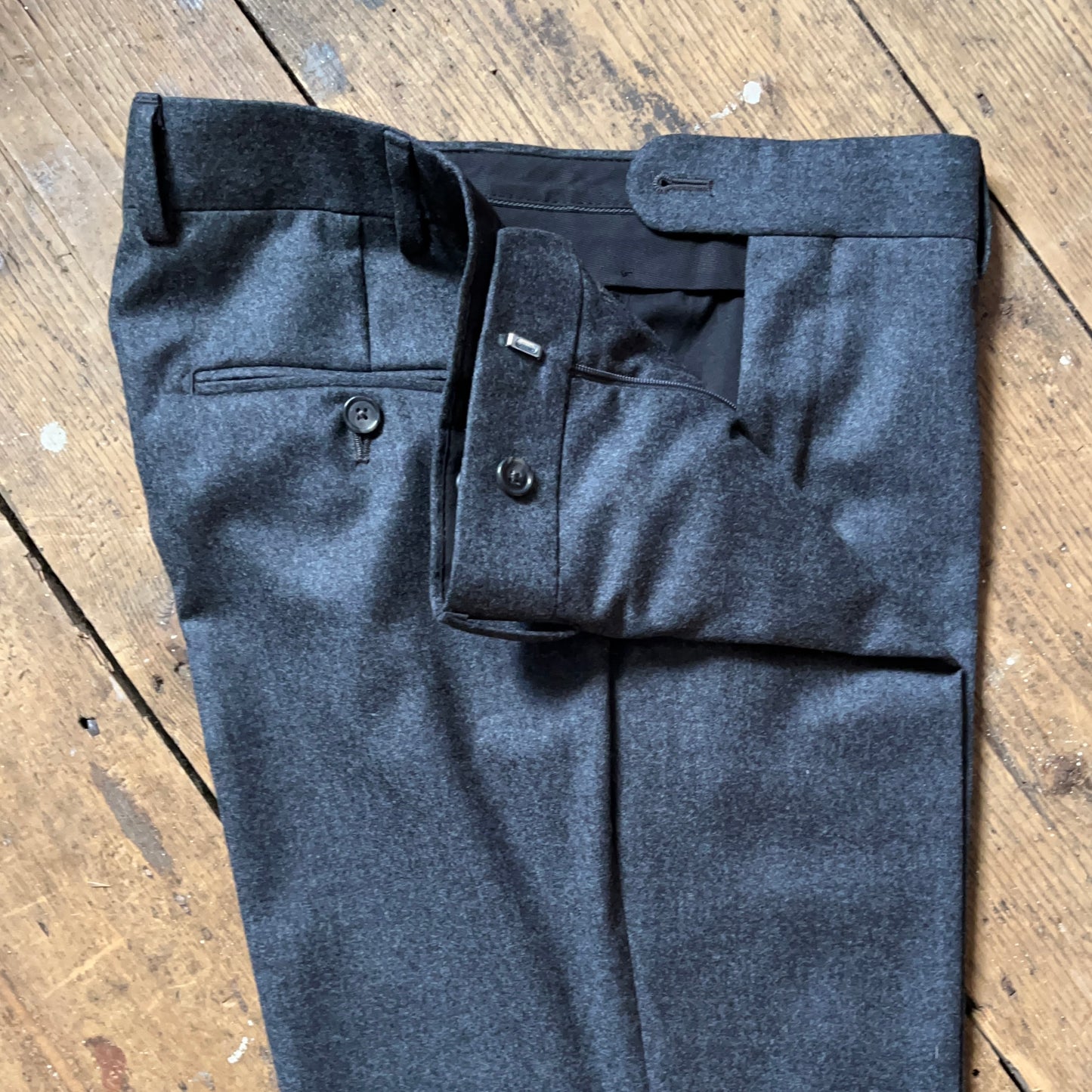 Regent - "New" Maxwell Trouser - Grey Flannel Wool - Regent Tailoring