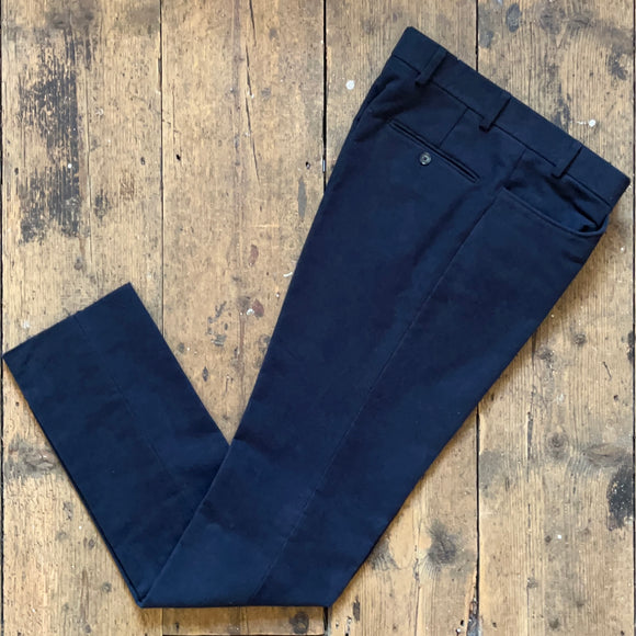 Regent blue moleskin trousers with belt loops
