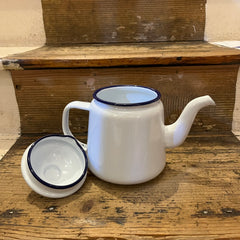 Regent Enamelware - Teapot - Small/14cm - Navy/ Cream