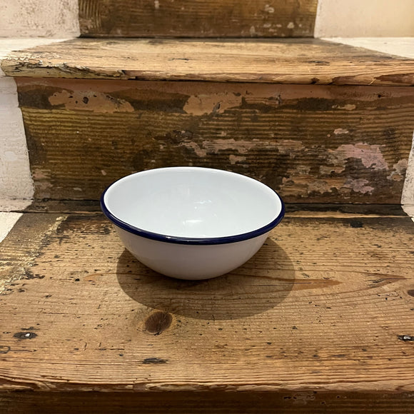Regent  Enamelware - Pudding Bowl - 14cm - White with Blue Edging