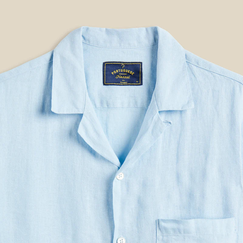 Portuguese Flannel - Linen Camp Collar - Sky Blue