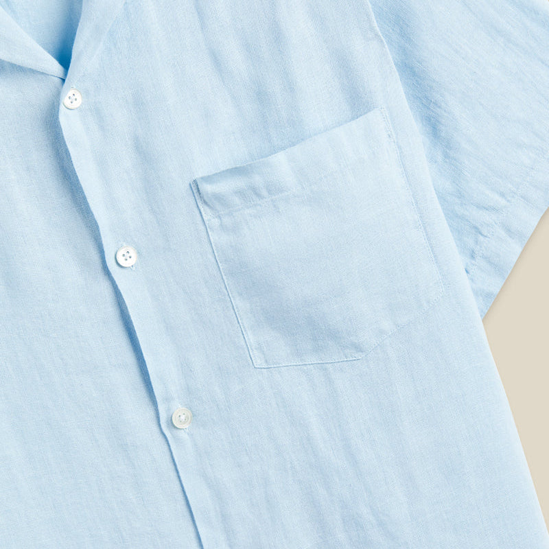 Portuguese Flannel - Linen Camp Collar - Sky Blue