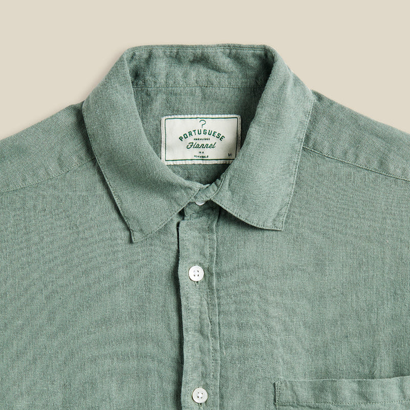 Portuguese Flannel - Linen Shirt - Dry green