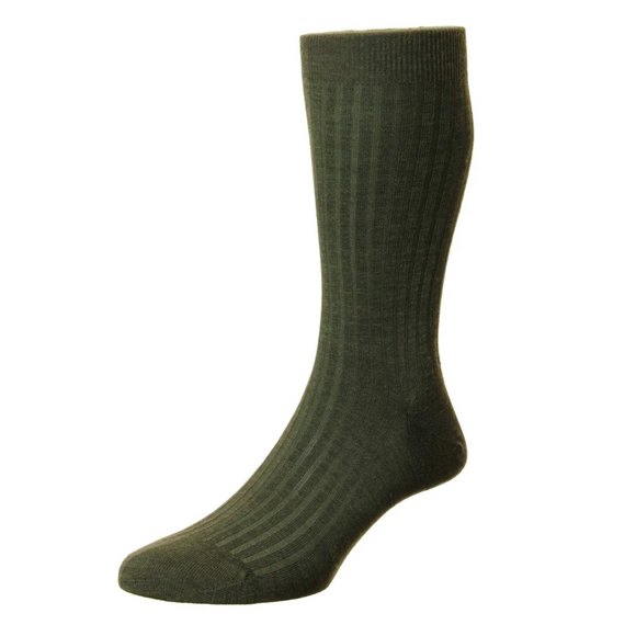 Laburnum sock merino wool stripe knit with olive colouring