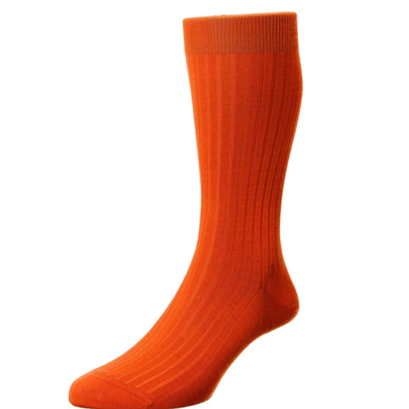 Laburnum sock merino wool stripe knit with burnt orange colouring