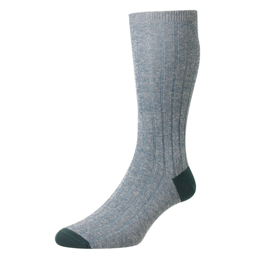 Pantherella sock, Hamada Linen and cotton teal