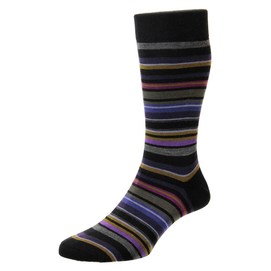 Quakers stripe pantherella sock in multi