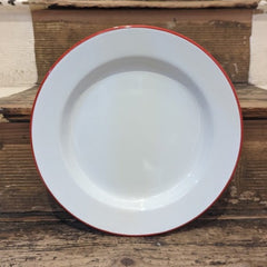 Regent - Enamelware - Plate - 24cm - White with Red Edging