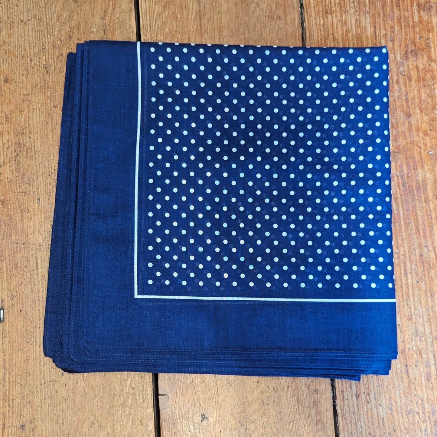 Regent - Cotton Hanky - Bandana - Navy Spot with Border