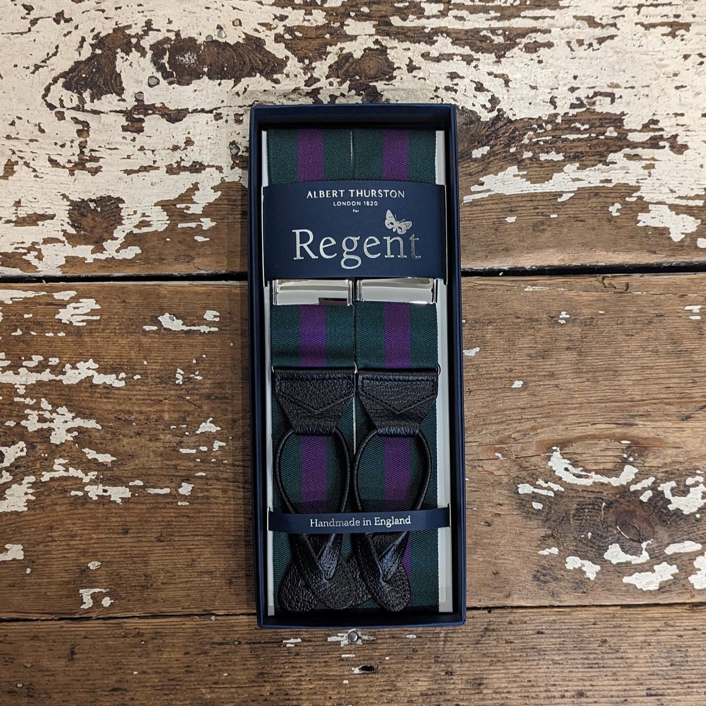 Regent x Albert Thurston - Braces - Racing Green w/ Purple Stripe - Regent Tailoring