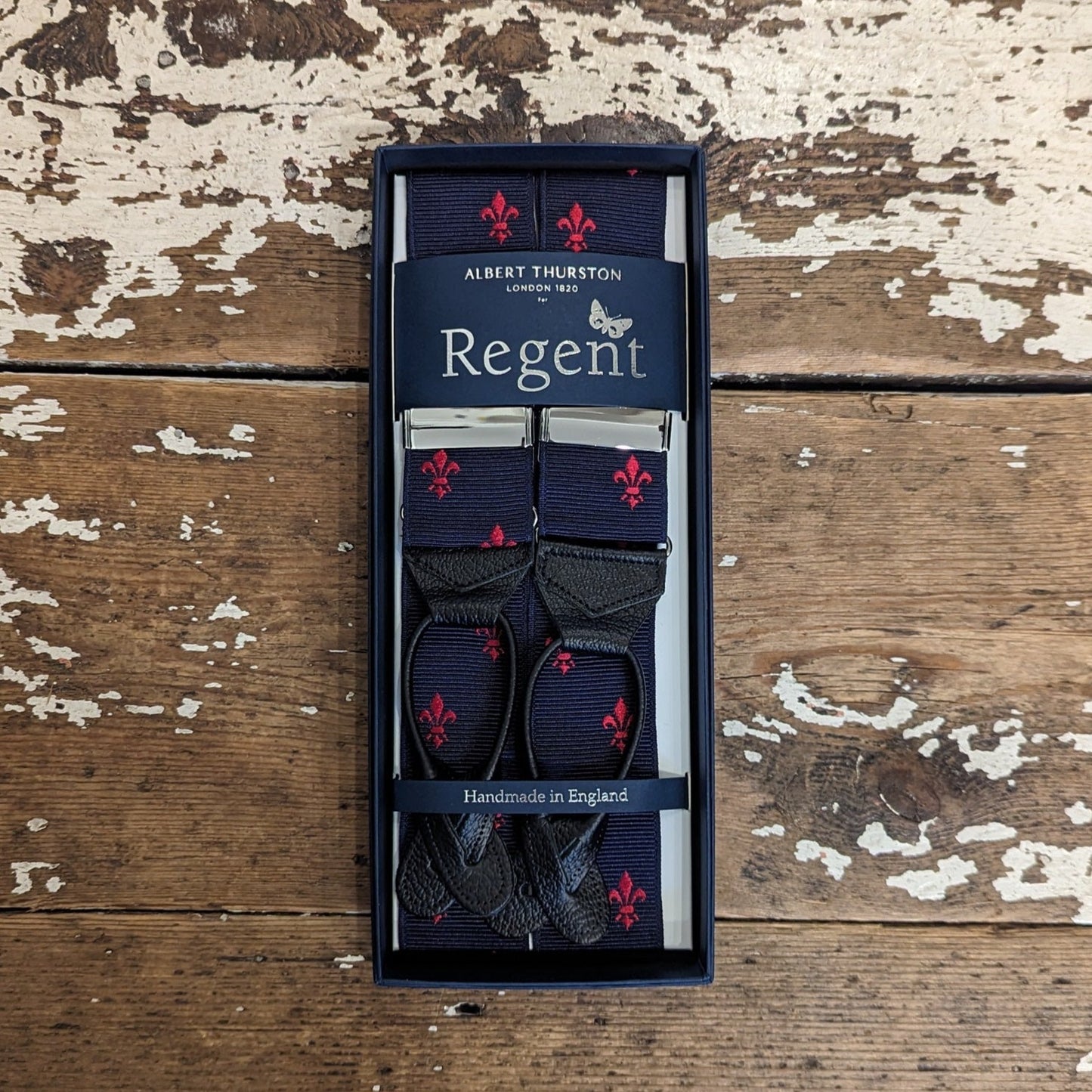 Regent x Albert Thurston - Braces - Navy w/ Red Fleur De Lis - Regent Tailoring