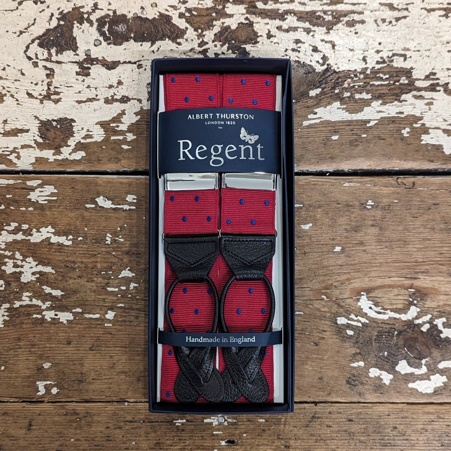 Albert Thurston x Regent - Braces - Red with Blue Spot