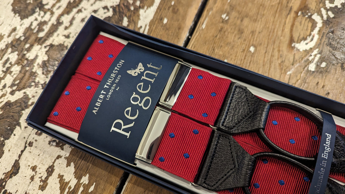 Albert Thurston x Regent - Braces - Red with Blue Spot