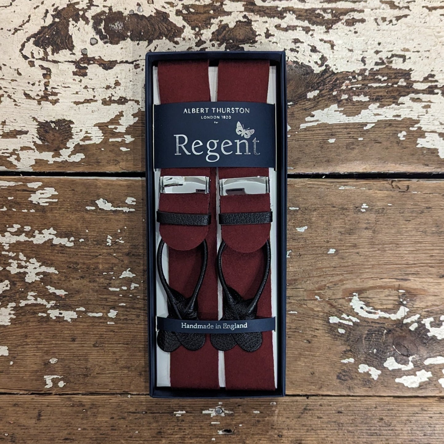 Regent x Albert Thurston Braces - Box Cloth - Burgundy/Wine