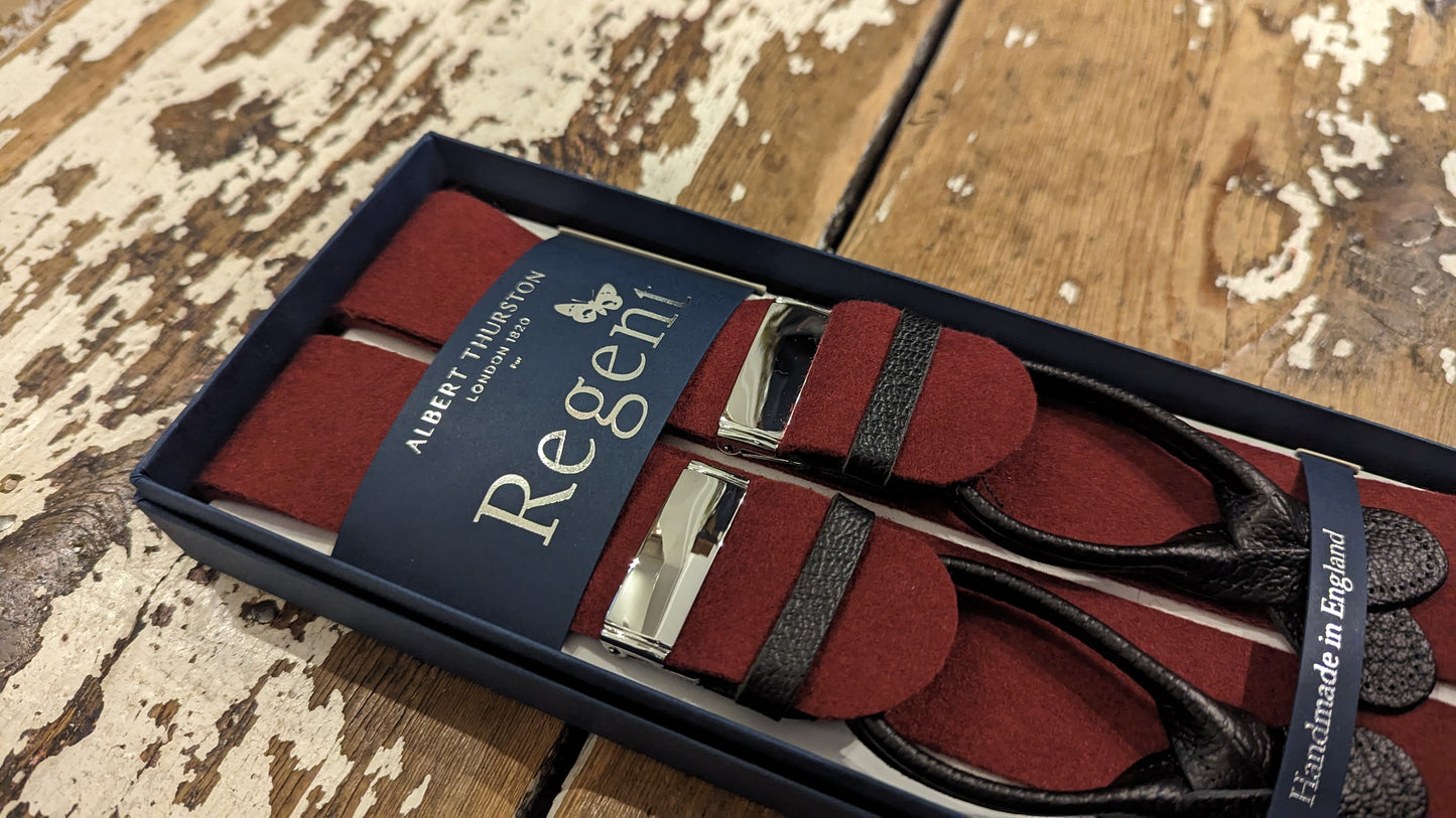 Regent x Albert Thurston Braces - Box Cloth - Burgundy/Wine