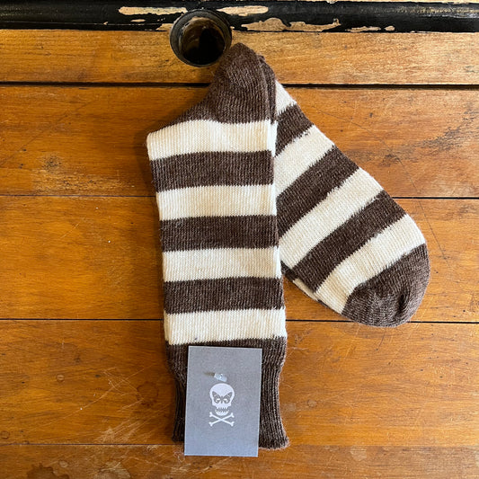 Regent - Alpaca Wool Socks - Hoops - Cream & Light-Brown
