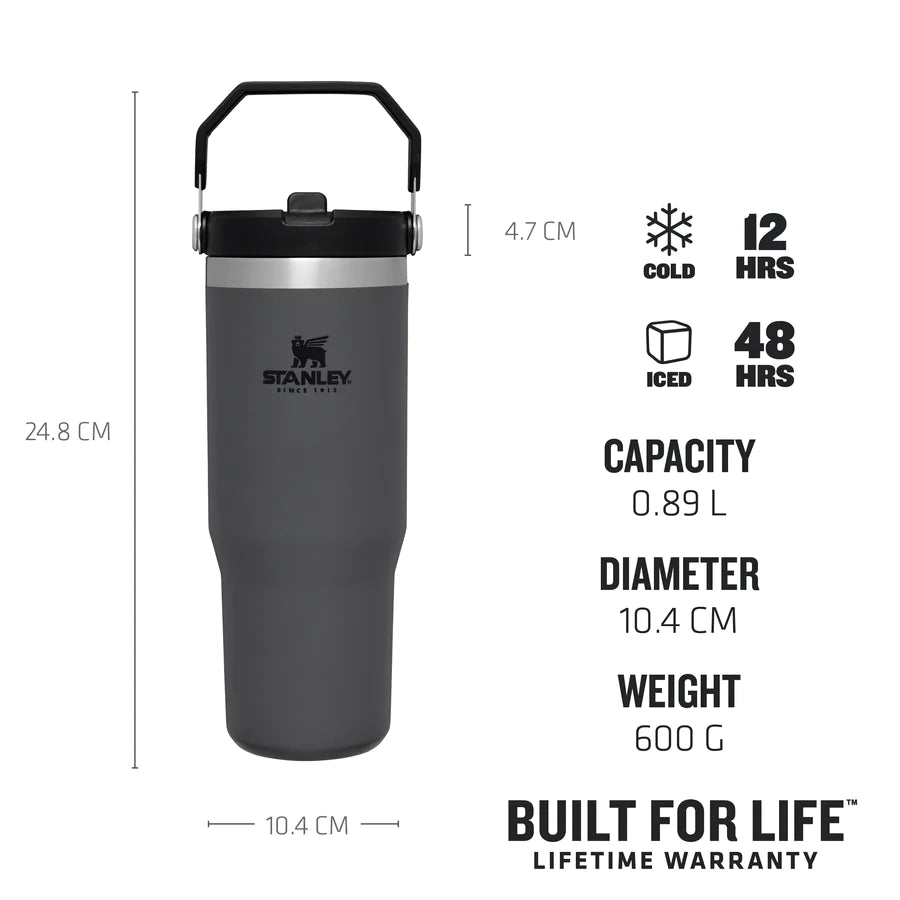 Stanley The IceFlow Flip Straw Tumbler Charcoal 0.89L - Stanley The IceFlow  Flip Straw Tumbler Charcoal 0.89L