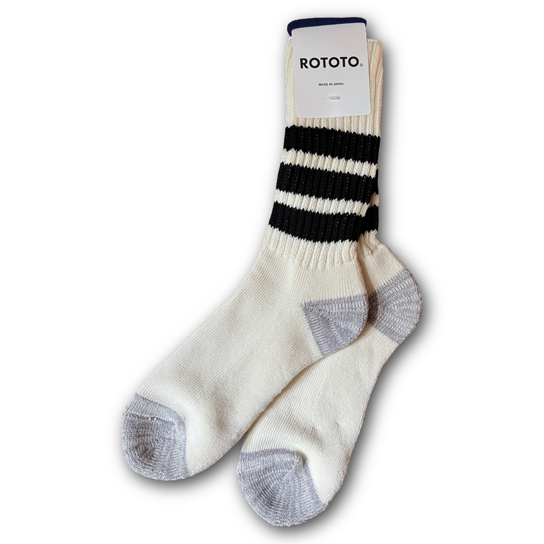 RoToTo - Coarse Ribbed Old-School Crew Socks – Black