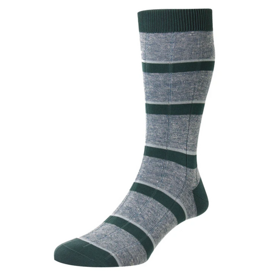 Pantherella - Samarkand - Rib Stripe - Teal/Nile Green